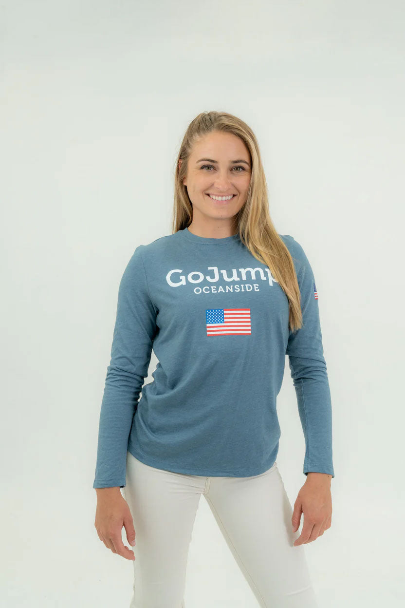 American Flag Oceanside L/S Tee - Women